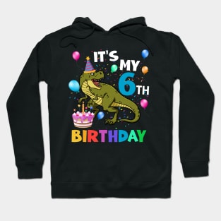 Kids 6 Year Old 6th Birthday Boy Dino T Rex Dinosaur Hoodie